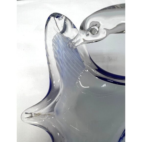 Handcrafted Glass Swan Elegant Clear & Blue Art Decor For Home - Picture 6 of 7